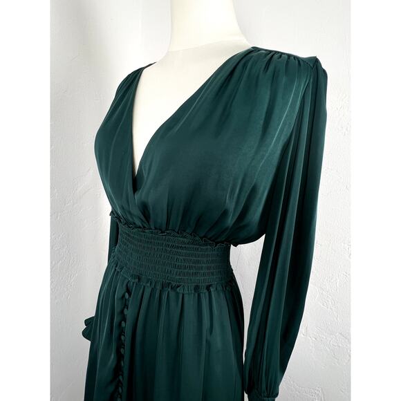 ROMANTIC LONG SLEEVE TEAL MIDI DRESS (Womans: Small) - Picture 6 of 12